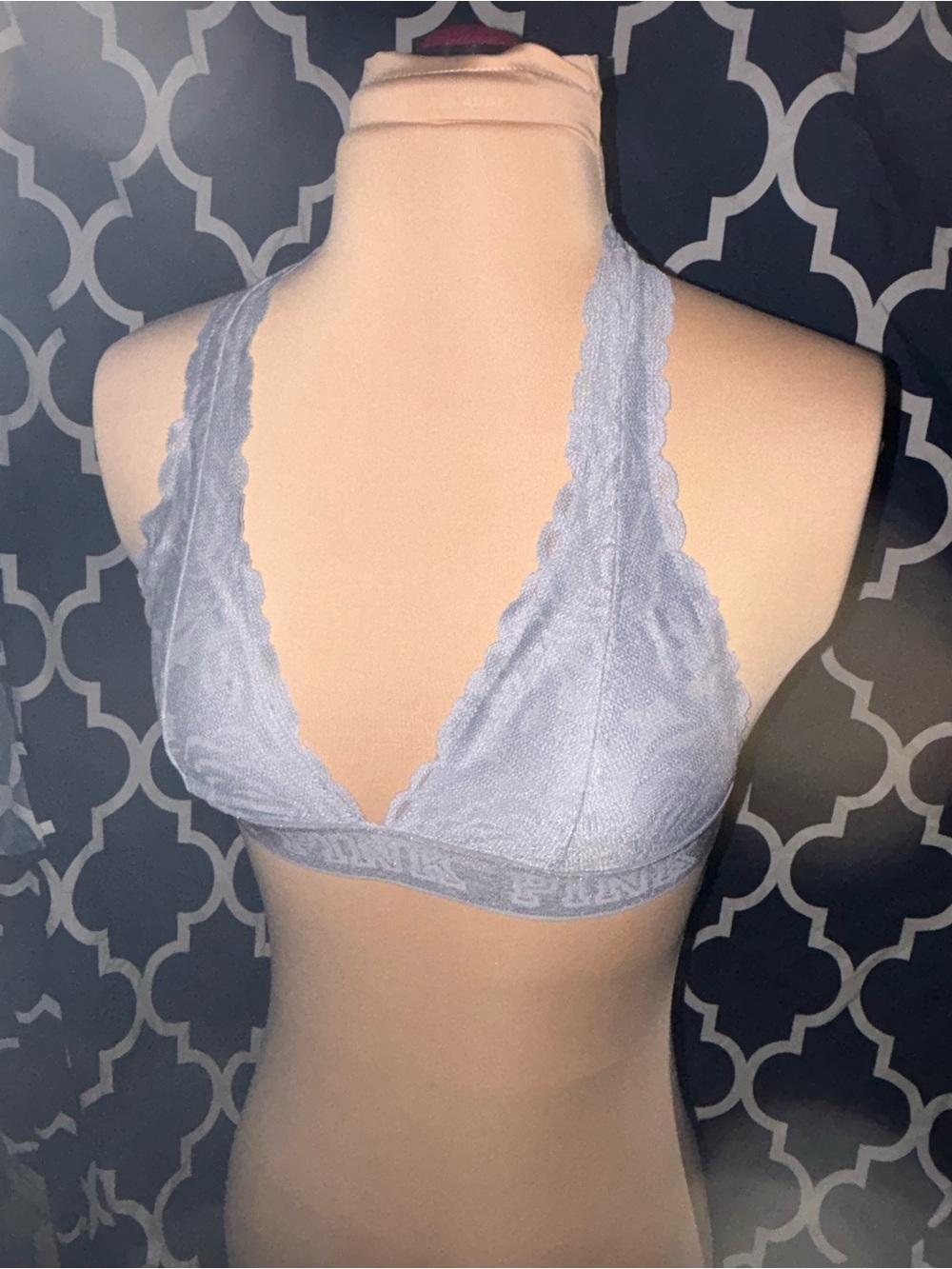PINK Victoria's Secret Lace Triangle Bralette in Light grey